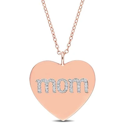 Julianna B Rose Plated Sterling Silver Diamond Mom Pendant