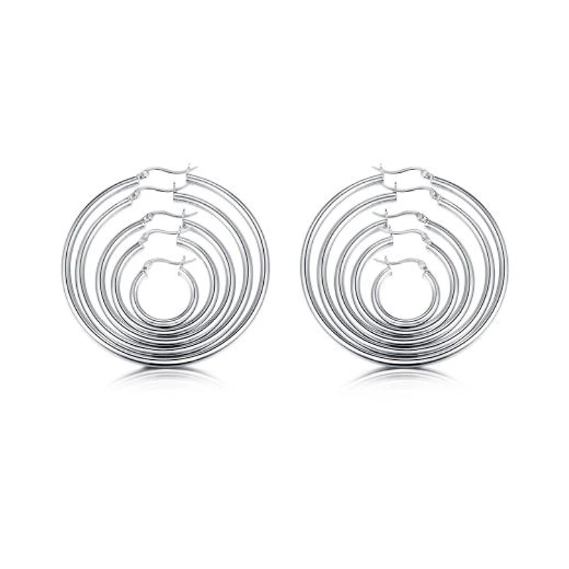 Sterling Silver Classic Hoop Box Set of 5