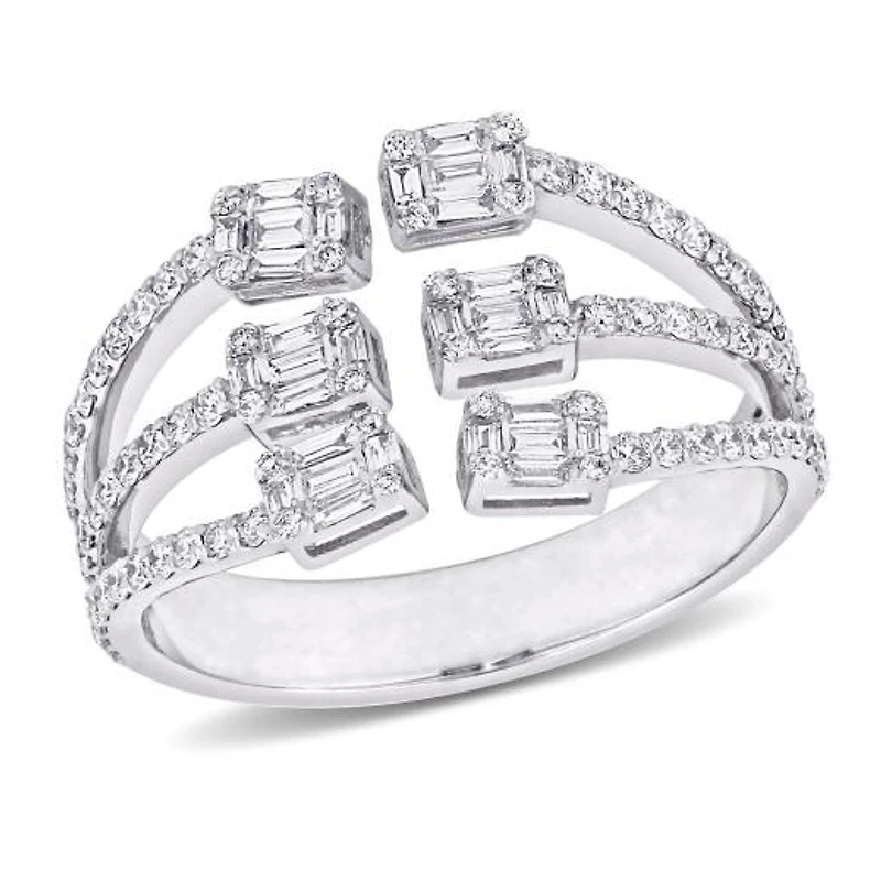 Julianna B 14K White Gold 0.95CTW Diamond Three Row Fashion Ring