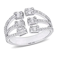 Julianna B 14K White Gold 0.95CTW Diamond Three Row Fashion Ring