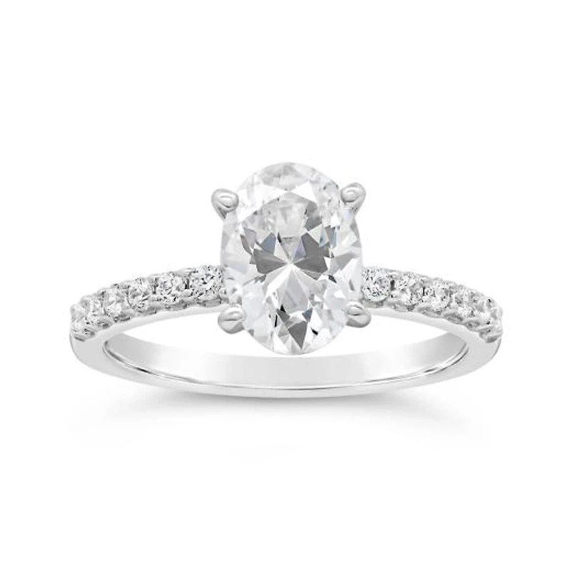 New Brilliance Oval Lab Grown 1.70CTW Diamond Bridal Ring in 14K White Gold