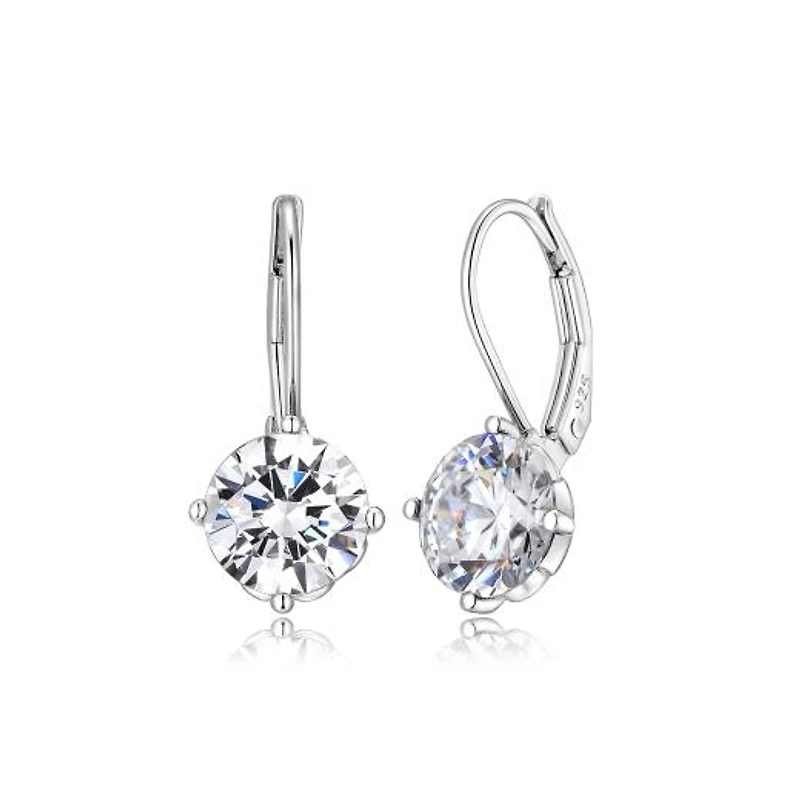 Sterling Silver 8mm Cubic Zirconia Earrings