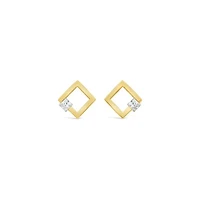 Glacier Fire Princess Cut Canadian Diamond Earrings in 10K Yellow Gold
