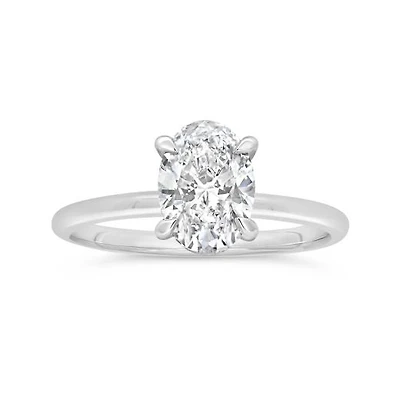 New Brilliance Lab Grown 1.57CTW Oval Diamond Solitaire Ring in 14K White Gold