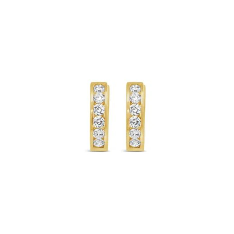 New Brilliance Lab Grown 1.00CTW Diamond Hoop Earrings in 10K Yellow Gold