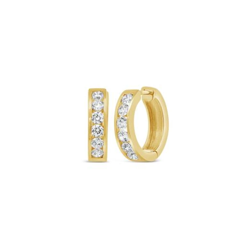 New Brilliance Lab Grown 1.00CTW Diamond Hoop Earrings in 10K Yellow Gold