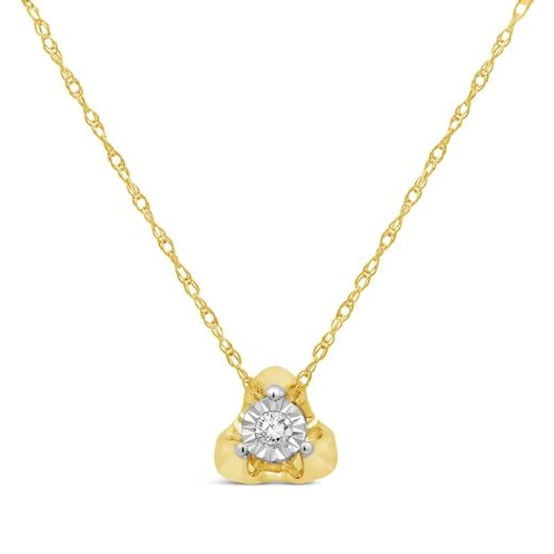 Solitaire Diamond Pendant in 10K Yellow Gold