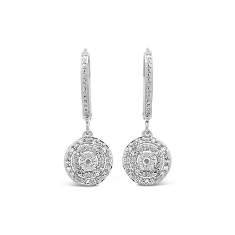 0.25CTW Diamond Dangle Earrings in Sterling Silver