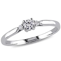 Julianna B Sterling Silver Created White Sapphire & Diamond Ring