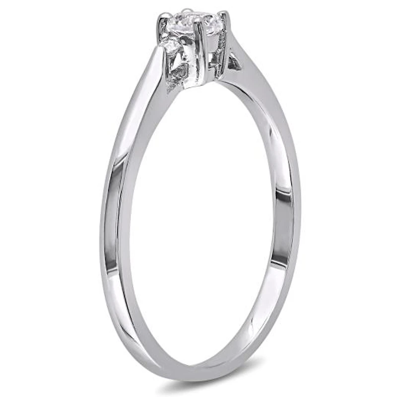 Julianna B Sterling Silver Created White Sapphire & Diamond Ring