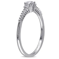 Julianna B Sterling Silver Created White Sapphire & Diamond Ring