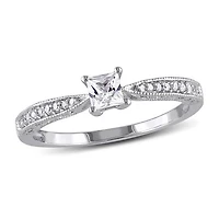 Julianna B Sterling Silver Created White Sapphire & Diamond Ring