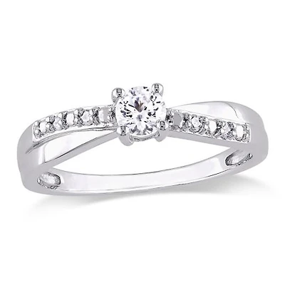 Julianna B Sterling Silver Created White Sapphire & Diamond Ring