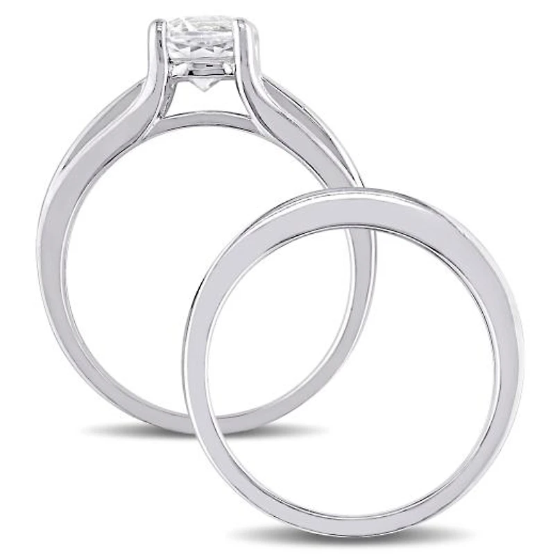 Julianna B Sterling Silver Created White Sapphire & Black Diamond Bridal Set