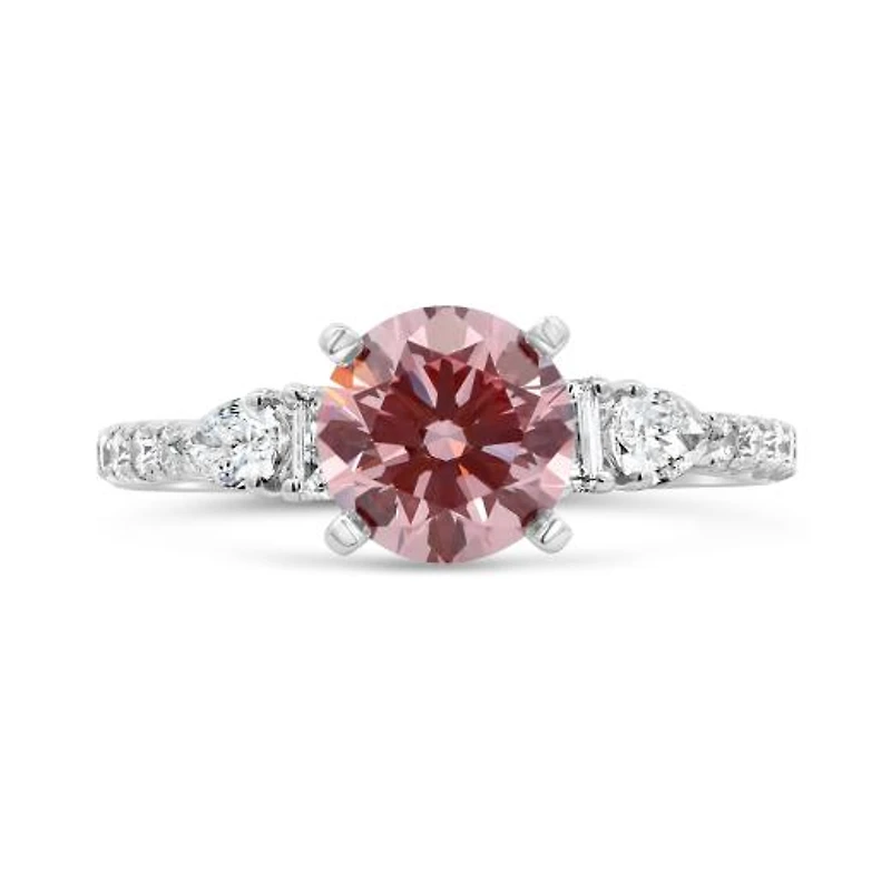 New Brilliance Lab Grown 2.00CTW Pink & White Diamond Ring in 14K White Gold