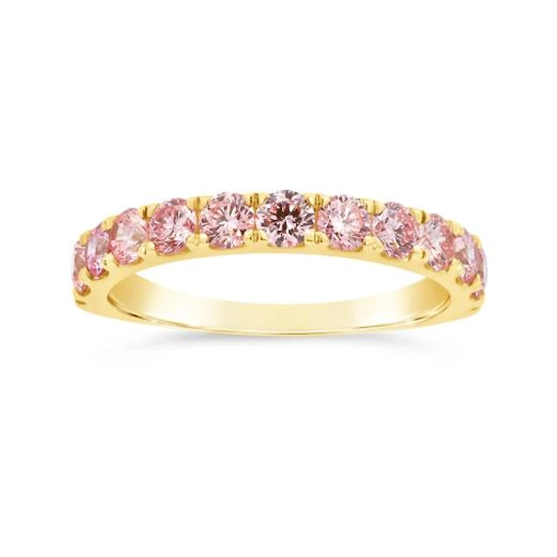New Brilliance Lab Grown 1.00CTW Pink Diamond Band in 14K Yellow Gold