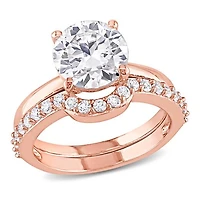 JULIANNA B 10K Rose Gold Created White Sapphire Bridal Set