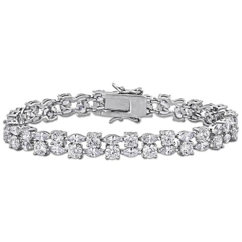 Julianna B Sterling Silver Created White Sapphire Bracelet 7
