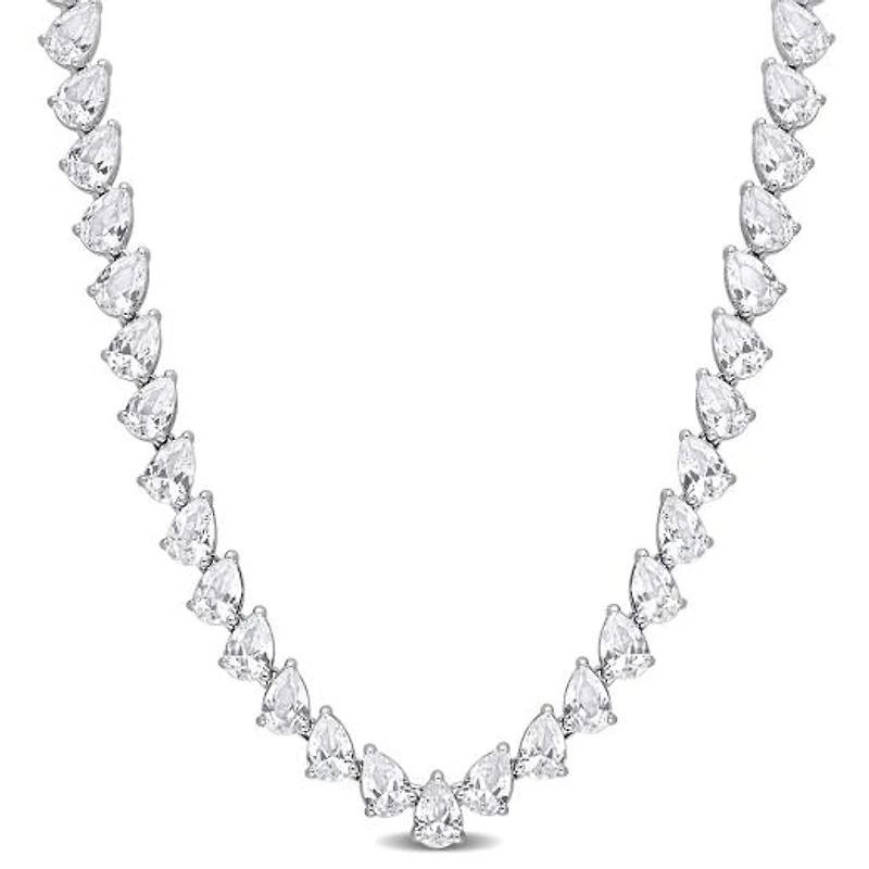Julianna B Sterling Silver Created White Sapphire 18" Necklace