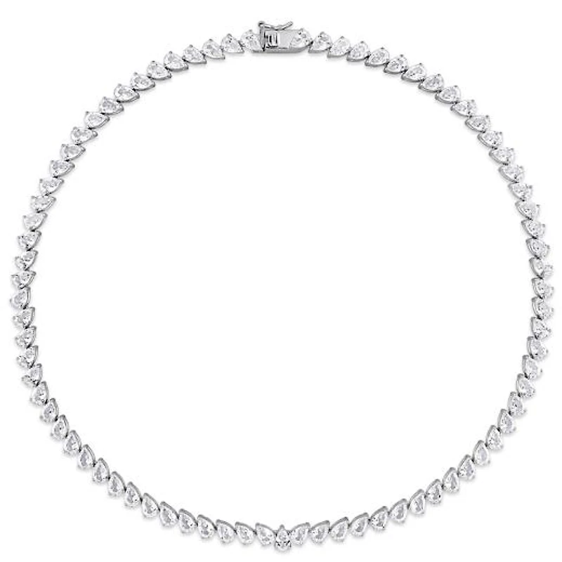 Julianna B Sterling Silver Created White Sapphire 18" Necklace