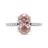 New Brilliance Lab Grown 3.46CTW Pink & White Diamond Ring in 14K White Gold