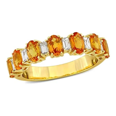 Julianna B 14K Yellow Gold Sapphire & Diamond Anniversary Ring
