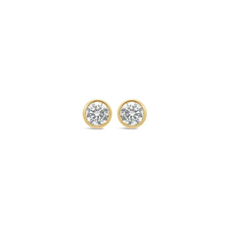 New Brilliance Lab Grown 1.50CTW Bezel Set Diamond Earrings in 10K Yellow Gold