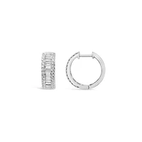 New Brilliance Lab Grown 0.95CTW Diamond Hoop Earrings in 10K White Gold