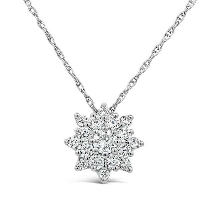 New Brilliance Lab Grown 0.45CTW Diamond Starburst Pendant in 10K White Gold