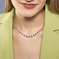 Julianna B Sterling Silver Created Ruby & Created White Sapphire Necklace 17
