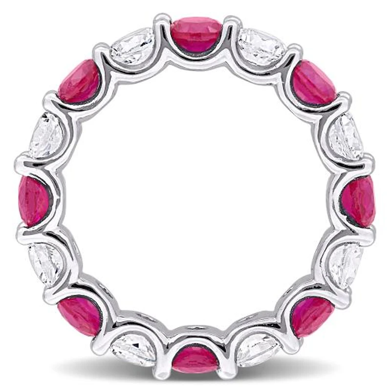 Julianna B Sterling Silver Created Ruby & White Sapphire Eternity Ring