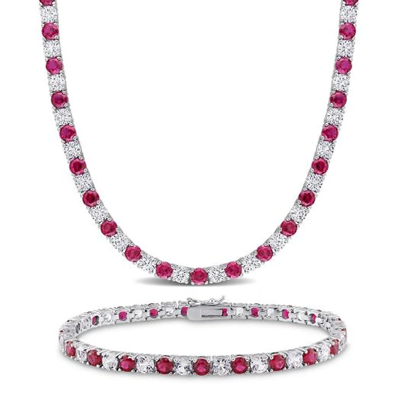 Julianna B Sterling Silver Created Ruby & Created White Sapphire Set