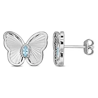 Julianna B Sterling Silver Blue Topaz Butterfly Earrings