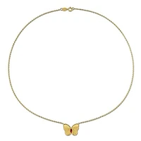 Julianna B Yellow Plated Sterling Silver Created Ruby Butterfly 17" Pendant