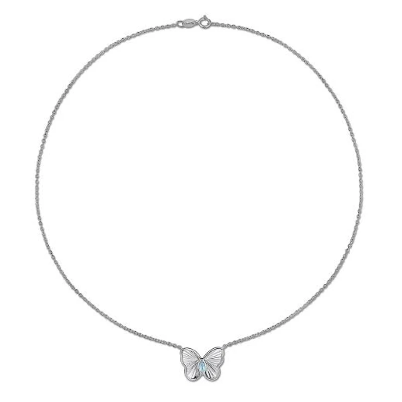 JULIANNA B Sterling Silver Blue Topaz Butterfly 17" Pendant