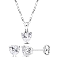 Julianna B Sterling Silver Created White Sapphire Earrings Pendant Set