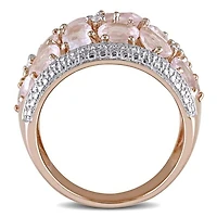 Julianna B Rose Plated Sterling Silver Quartz & Diamond Ring