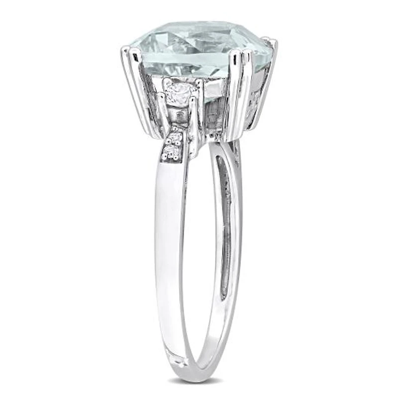 Julianna B 10K White Gold Aquamarine Created Sapphire & Diamond Ring