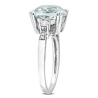 Julianna B 10K White Gold Aquamarine Created Sapphire & Diamond Ring