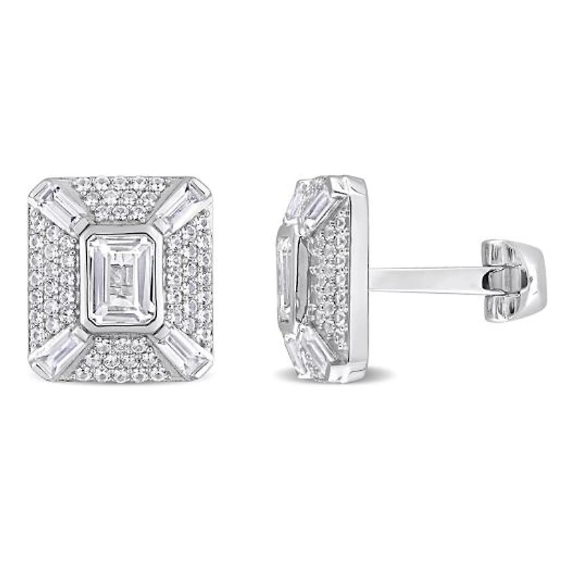 Julianna B Sterling Silver Created White Sapphire Cufflinks
