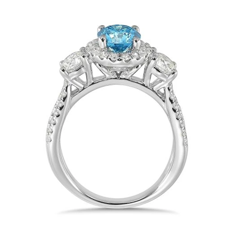 New Brilliance Lab Grown 2.00CTW Blue & White Diamond Ring in 14K White Gold