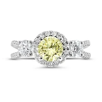 New Brilliance Lab Grown 2.00CTW Yellow & White Diamond Ring in 14K White Gold