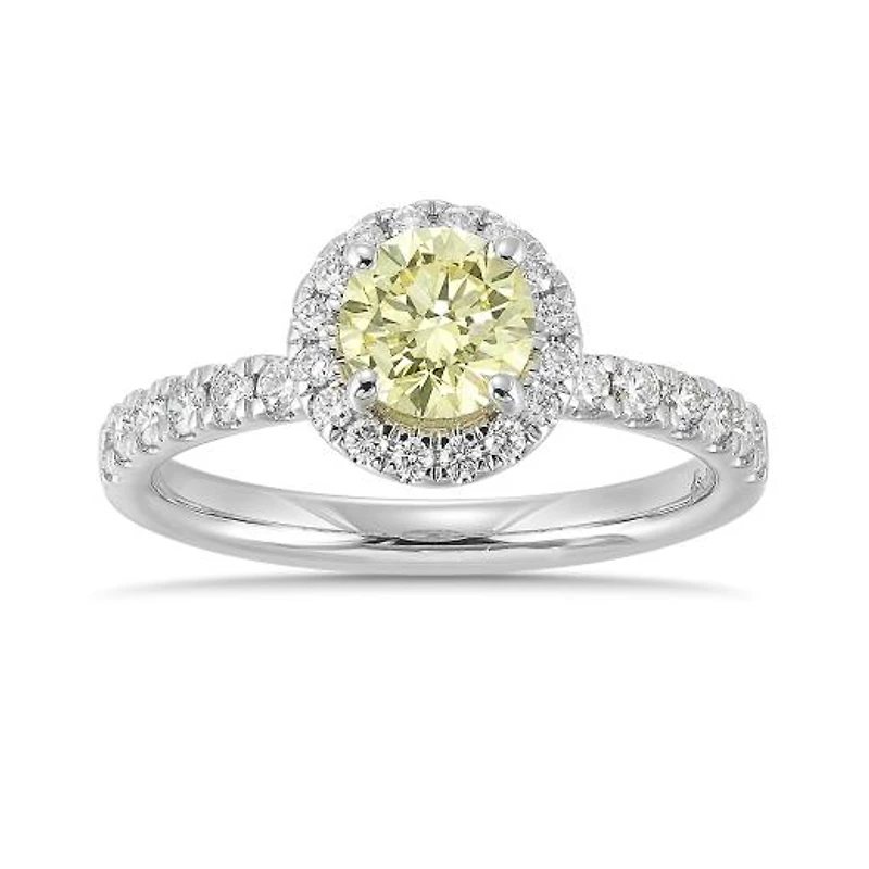 New Brilliance Lab Grown 1.26CTW Yellow & White Diamond Ring in 14K White Gold