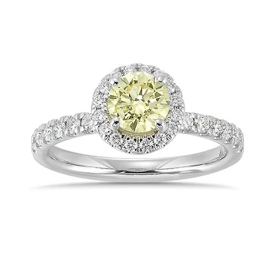 New Brilliance Lab Grown 1.26CTW Yellow & White Diamond Ring in 14K White Gold