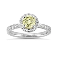 New Brilliance Lab Grown 1.26CTW Yellow & White Diamond Ring in 14K White Gold