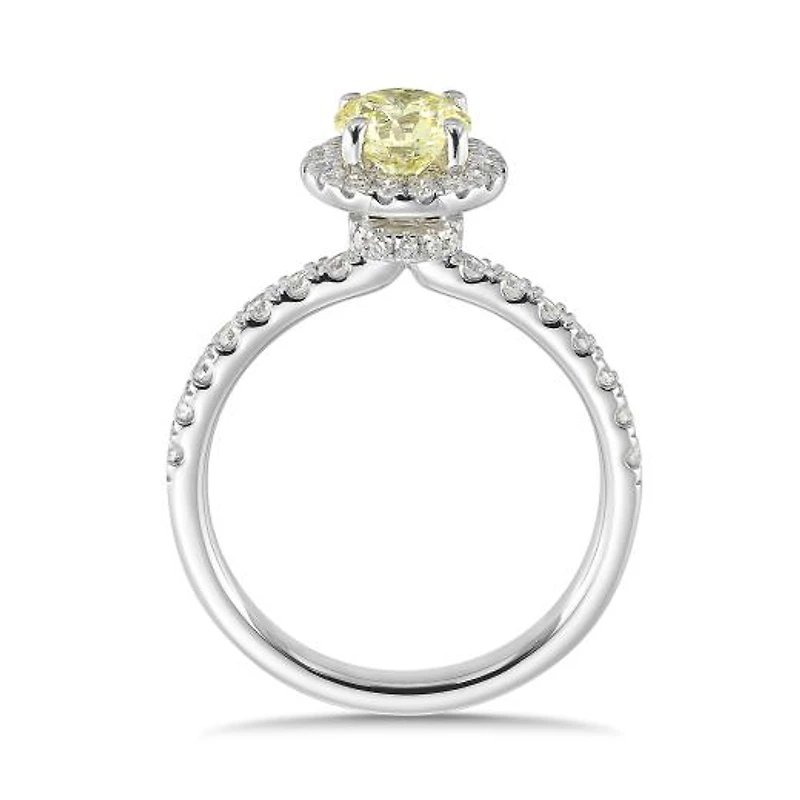 New Brilliance Lab Grown 1.26CTW Yellow & White Diamond Ring in 14K White Gold