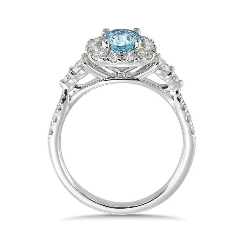 New Brilliance Lab Grown 1.46CTW Blue & White Diamond Ring in 14K White Gold
