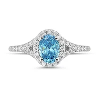 New Brilliance Lab Grown 1.08CTW Blue & White Diamond Ring in 14K White Gold