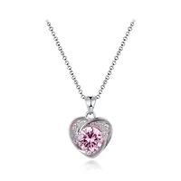 Sterling Silver Pink Cubic Zirconia Heart Halo 19" Pendant