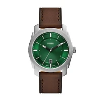 Fossil Men's Machine Three-Hand Date Brown Leather Watch